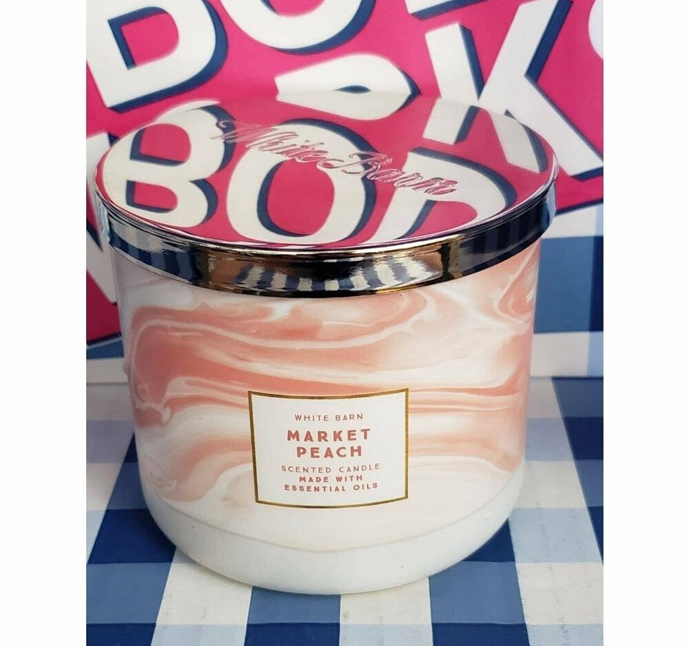 BBW Market Peach Large 3 Wick Candle Sweet Home Fragrance Decor